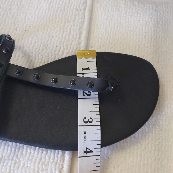 Bianco leather thong sandals black studded flats y2k - Picture 10 of 14